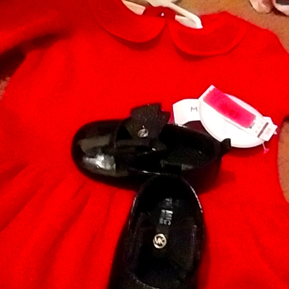 🔥 Red Sparkle Dress & MK Bow Flats